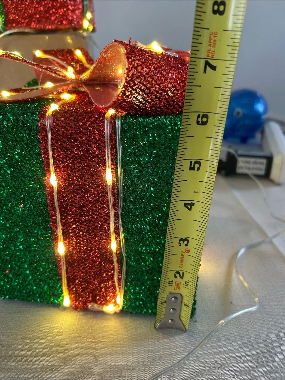 Holiday Glitter Gift Box Set with LED Lights - Red, Green, Blue